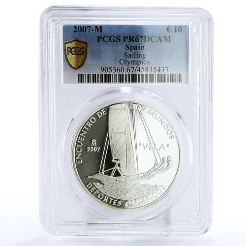 スペイン 10ユーロ オリンピック セーリング ベラ ボート PR67 PCGS プルーフ銀貨 2007年