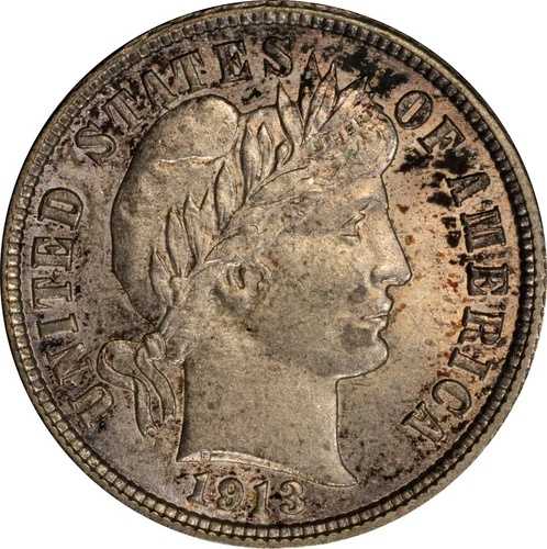 1913年 MS64 バーバーダイム、PCGS 59899814｜WORLD RESOURCE【QUEEN店】