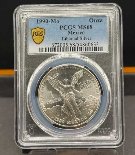 1990-Mo メキシコ シルバー リベルタ 1 オンザ PCGS MS-68｜WORLD RESOURCE【QUEEN店】