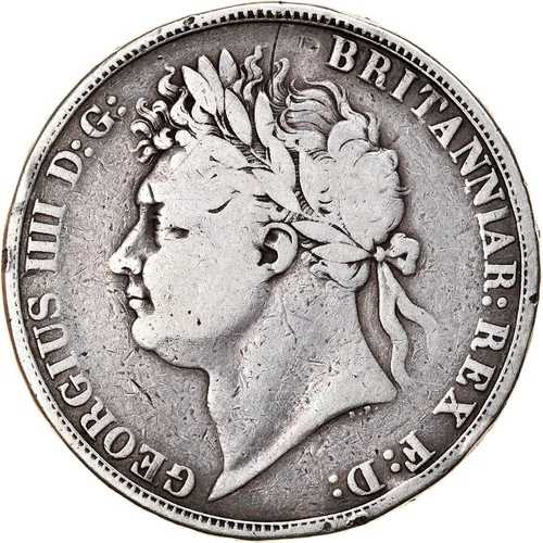 [#906436] コイン、イギリス、ジョージ4世、クラウン、1821年、ロンドン、VF、銀、KM:68