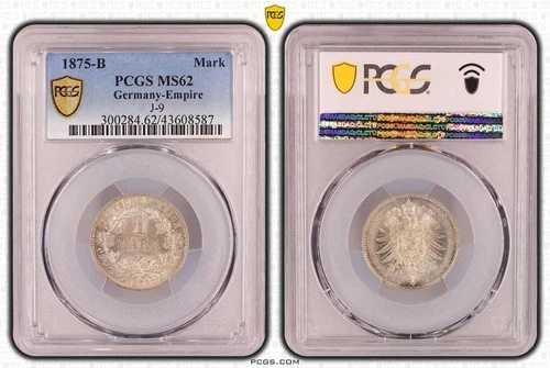 1マークコイン J.9 1875 B ミント * PCGS認定 PCGS MS62 81210-