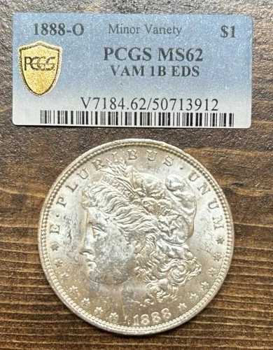1888-O モルガン銀貨 PCGS MS62 Vam-1B EDS - スラブから取り出されました