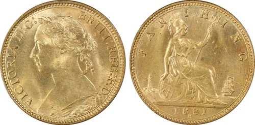 1881年 H イギリス 1 ファーシング 1/4D PCGS MS65 RD KM#753 BU UNC レッド 未流通