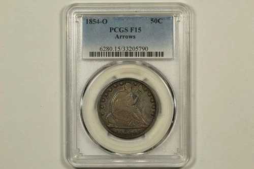 1854-O シーティングリバティハーフダラーアローズ PCGS F15 トーン