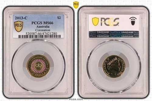 オーストラリア 2013 C ミントマーク コロネーション 2 ドルコイン PCGS MS66 #1280