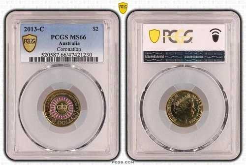 オーストラリア 2013 C ミントマーク コロネーション 2 ドルコイン PCGS MS66 #1230｜WORLD RESOURCE【QUEEN店】