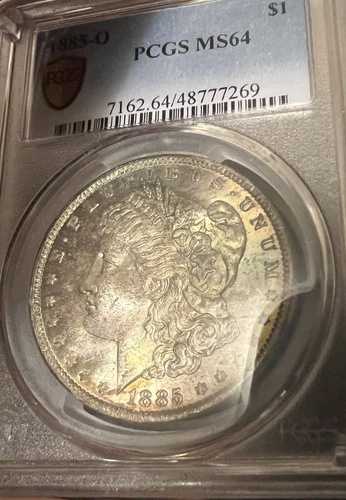 1885 O PCGS MS64 モルガン銀貨 虹色 トーニング 美しい