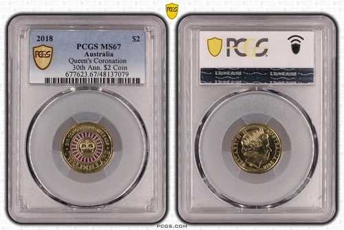 オーストラリア 2018年 2ドル 戴冠式30周年記念 PCGS MS67 #7079