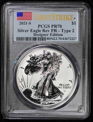 2021 S タイプ2 リバースプルーフ シルバーイーグル PCGS Rev PR 70 | ファーストストライク T-2｜WORLD RESOURCE【QUEEN店】