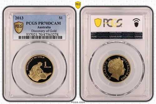 オーストラリア 2013 金の発見 $1 プルーフコイン PCGS PR70DCAM Eq Top Pop 5/0 #...