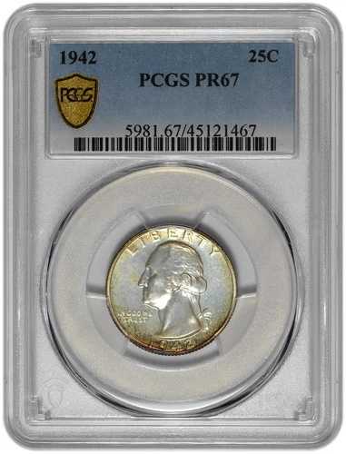 1942年 25セント シルバー プルーフ ワシントン クォーター PCGS PR 67