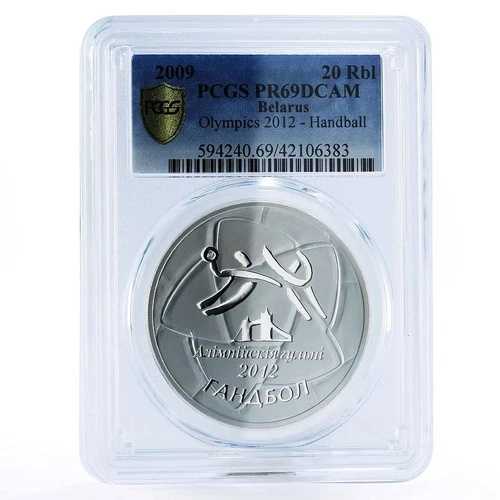 ベラルーシ 20ルーブル ハンドボール オリンピック PR69 PCGS 銀貨 2009年