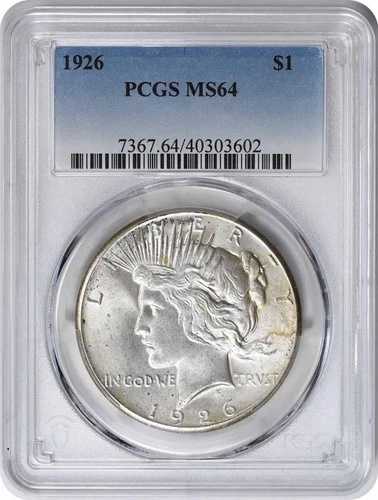 1926年ピースシルバードル MS64 PCGS