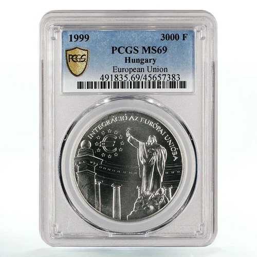 ハンガリー 3000フォリント 欧州連合 聖ゲッレールト像 MS69 PCGS 銀貨 1999年｜WORLD RESOURCE【QUEEN店】 88,330円