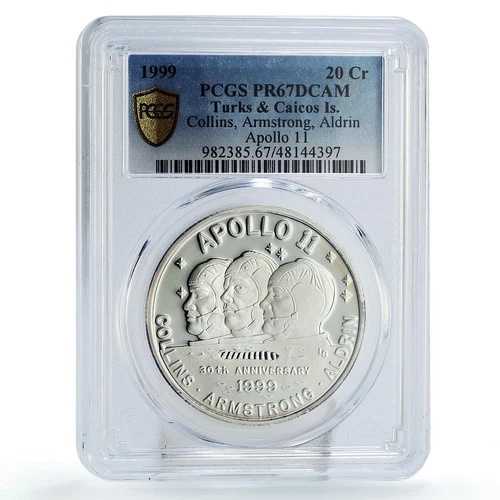 タークス・カイコス諸島 20クラウン アポロ11号 アームストロング PR67 PCGS 銀貨 1999年｜WORLD RESOURCE【QUEEN店】 88,330円