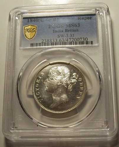 イギリス領インド、1840年ヴィクトリア・ルピー。PCGS MS 63。｜WORLD RESOURCE【QUEEN店】