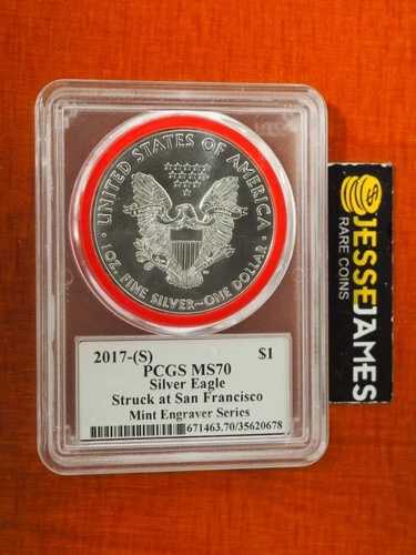 2017年 (S) シルバーイーグル PCGS MS70 マーカンティ サンフランシスコ造幣局刻印機にて鋳造｜WORLD RESOURCE【QUEEN店】