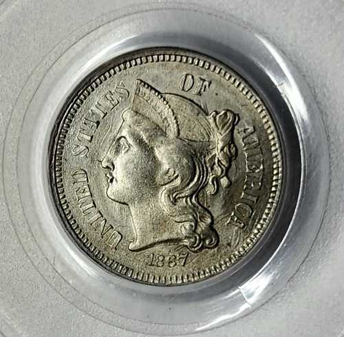 チョイス 1867 3セントニッケル 3CN PCGS MS64 素晴らしい外観とディテール ハイグレード