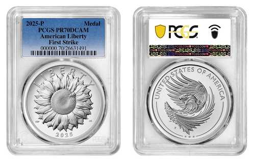 2025年 P シルバー アメリカン リバティ $1 PCGS PR70DCAM ファースト ストライク #1 82,280円