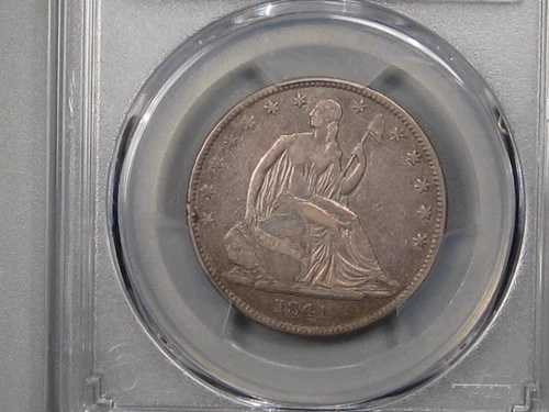 XF 1841-o 着席リバティ・ハーフドル。PCGS XF 詳細（損傷あり）。