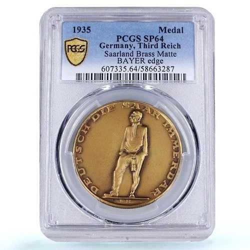 ドイツ第三帝国ザールラント住民投票史 SP 64 PCGS 真鍮メダル 1935