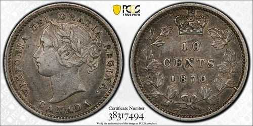 1870年カナダ10セントワイド0 PCGS XF45