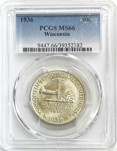 1936年 アメリカ ウィスコンシン州 50セント記念銀貨 PCGS ミント ステート 66