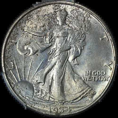 1934-P ウォーキング・リバティ・ハーフ PCGS MS65 外観良好 ストライク良好
