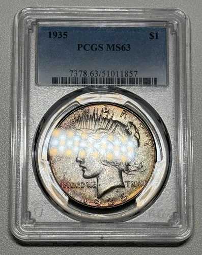 1935年 シルバー ピースドル PCGS MS63 両面トーニング 素晴らしい外観｜WORLD RESOURCE【QUEEN店】