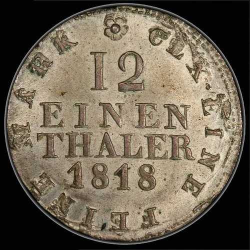 1818年 - IGS ザクセン王国、1/12ターラー。ドイツ諸州銀貨 PCGS MS64|WORLD RESOURCE【QUEEN店】