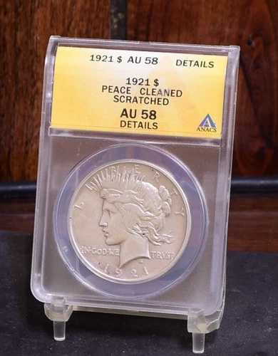 1921年ピースダラー - ANACS AU58 詳細、傷あり (#58360-L)