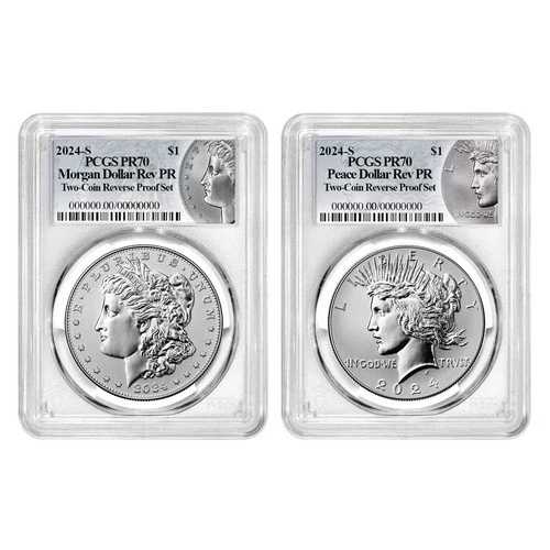 2024-S リバースプルーフ 1ドル モルガン＆ピース シルバーダラー 2枚セット PCGS PR70 モルガン