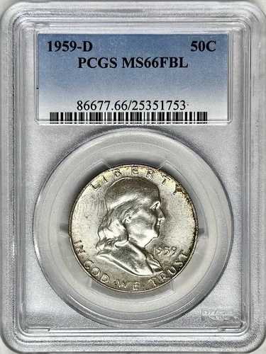 1959年 D フランクリン ハーフダラー PCGS MS66 FBL クラシック ブルーラベル