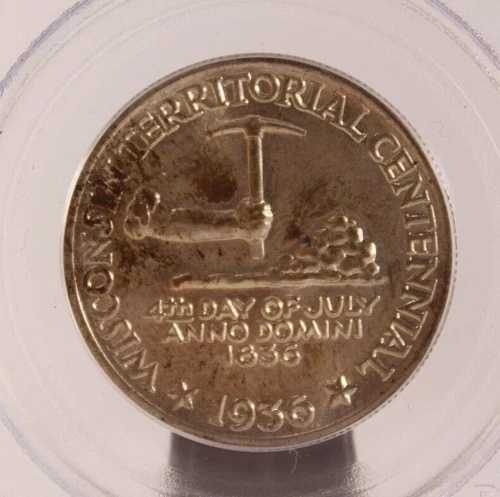 1936年ウィスコンシン銀貨ハーフドル PCGS MS66 (082LAD)