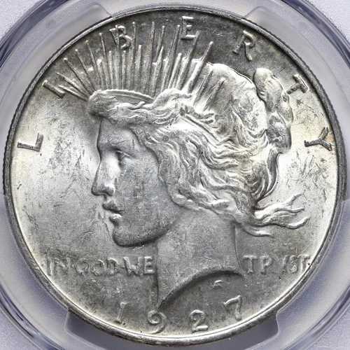 1927-D ピースシルバードル PCGS AU58 セミキーデイト YICPQ