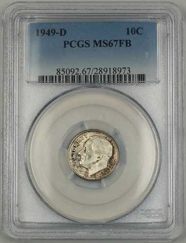 1949-D ルーズベルト 10セント銀貨 PCGS MS-67 ライトトーン