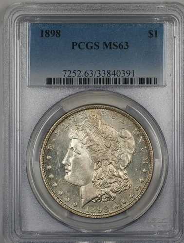 1898年 モルガン銀貨 PCGS MS-63 トーンリバース セミプルーフライク(13セント)
