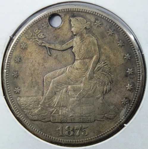1875-S アメリカ合衆国 シルバー トレード ドル - コインに穴あり - 色調あり - K310 107,690円
