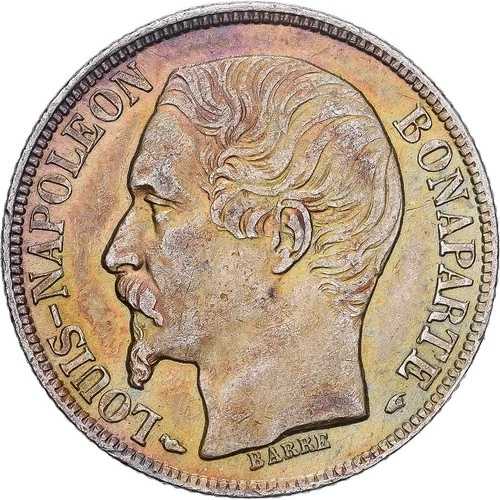 [#639775] フランス、ルイ ナポレオン ボナパルト、フラン、1852 年、パリ、シルバー、オーストラリア (50-53)