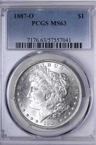 BU 1887-O モルガン銀貨 PCGS MS63 美品、白、日付良好 QXNNZ