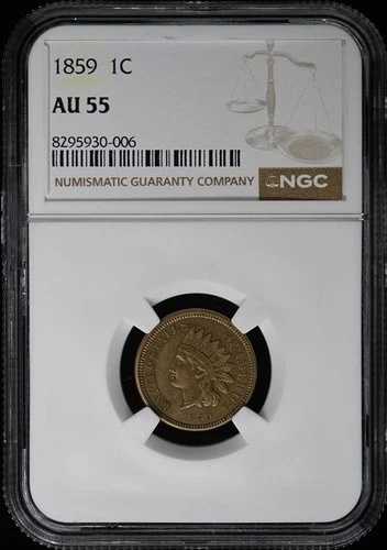 1859年製 銅ニッケル製 インディアンセント 1C NGC AU55