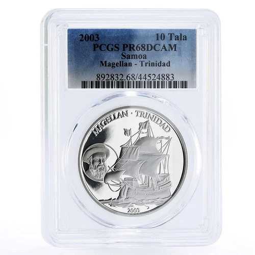 サモア 10ドル マゼラン トリニダード シップ クリッパー PR68 PCGS 銀貨 2003年