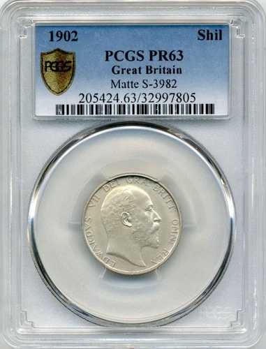 1902年 イギリス シリング マットプルーフ - カタログ番号 S3982 - PCGS PR 63