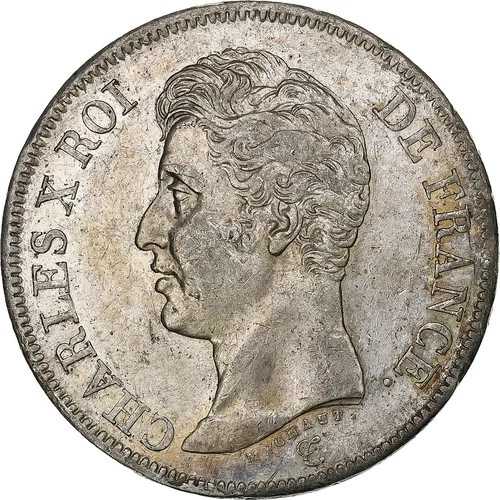 [#1307699] フランス、シャルル10世、5フラン、1825年、パリ、銀貨、AU、ガドゥリー:643