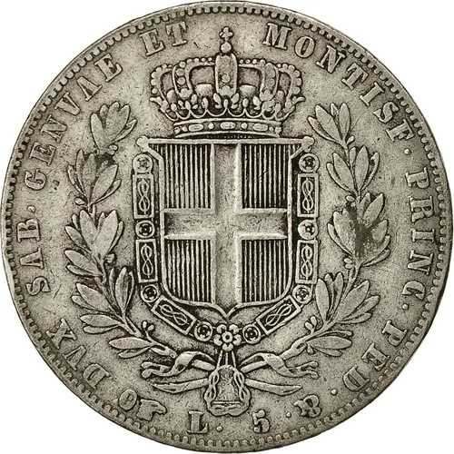 [#482381] コイン、イタリア諸州、サルデーニャ、カルロ・アルベルト、5リラ、1842年、トリノ、V 82,885円