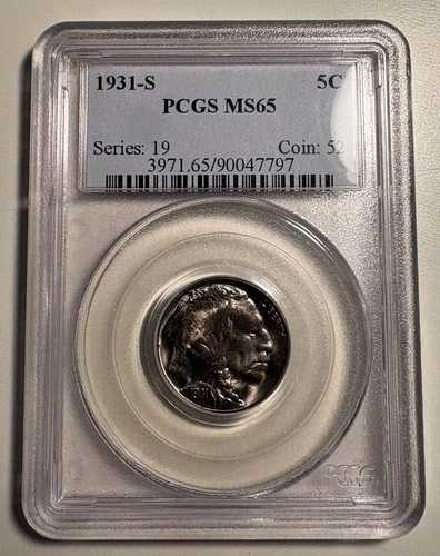 1931-S バッファロー ニッケル PCGS MS-65 - 美しい青みがかった色調!
