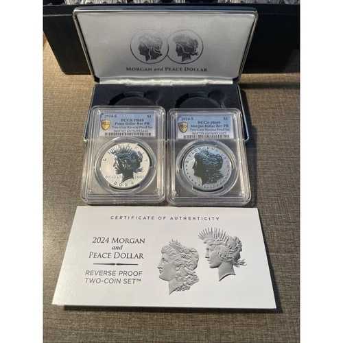 2024年 S リバースプルーフ モルガン＆ピースダラー 2枚セット PCGS PR69 PR69 ゴールドシールド
