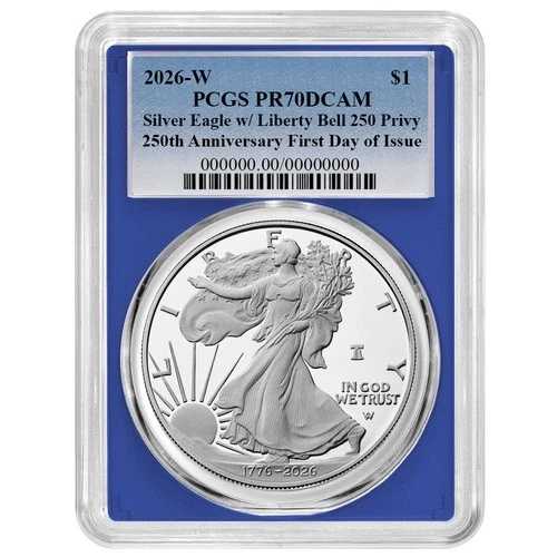 プレセール - 2026-W プルーフ $1 アメリカン シルバー イーグル PCGS PR70DCAM FDOI ブルーラベル 82,885円