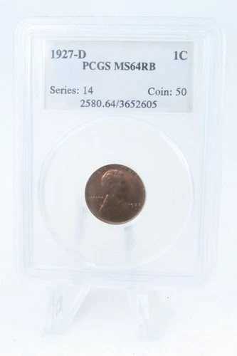 1927-D PCGS MS64RB リンカーン小麦セント ビジネスストライク 1C
