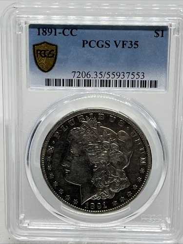 1891-CC モルガン S$1 シルバー $1 ドル PCGS VF30 非常に良好な状態